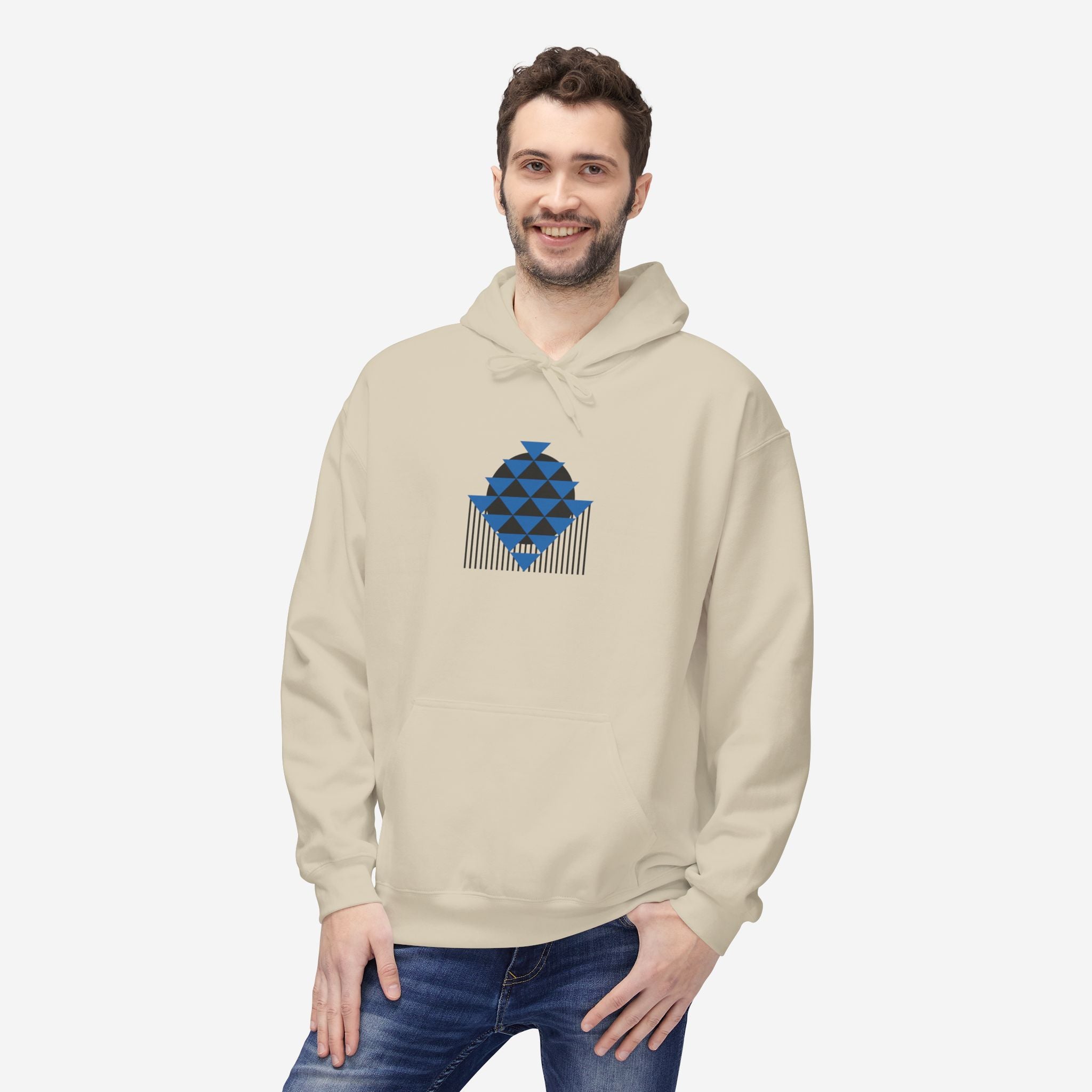 Bauhaus Hoodie, Triangular Balance | Geometric Art Sweatshirt - Mythos Design