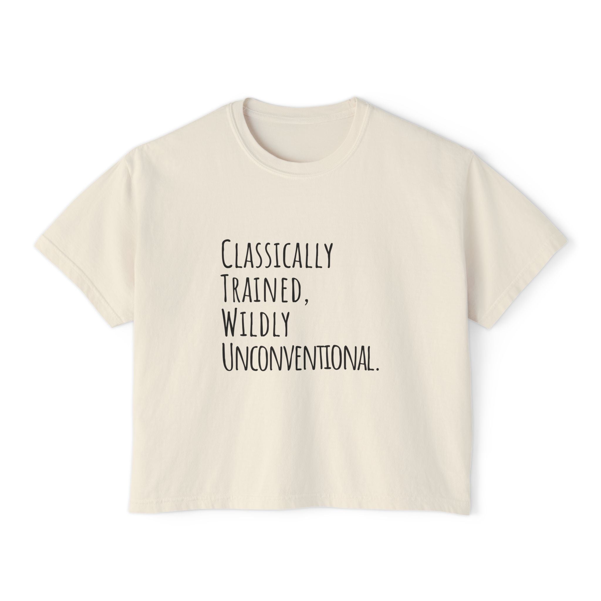 Boxy Artist Shirt | Classically Trained, Wildly Unconventional | Art Pun Series Gift - Mythos Design