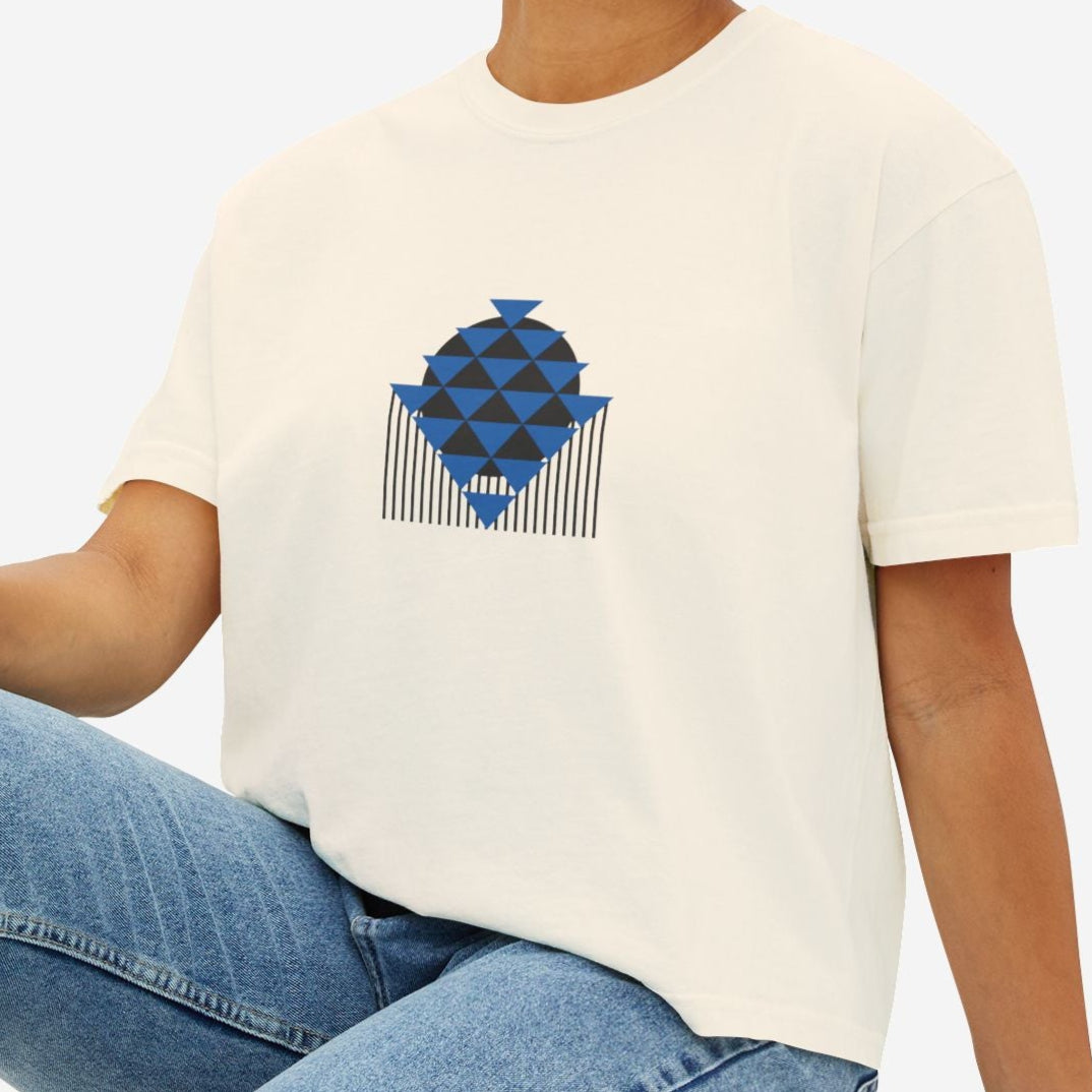 Bauhaus Boxy Tees, Triangular Balance | Graphic Art Shirt - Mythos Design