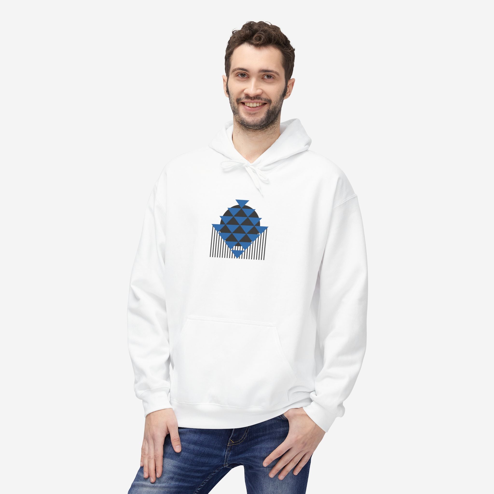 Bauhaus Hoodie, Triangular Balance | Geometric Art Sweatshirt - Mythos Design