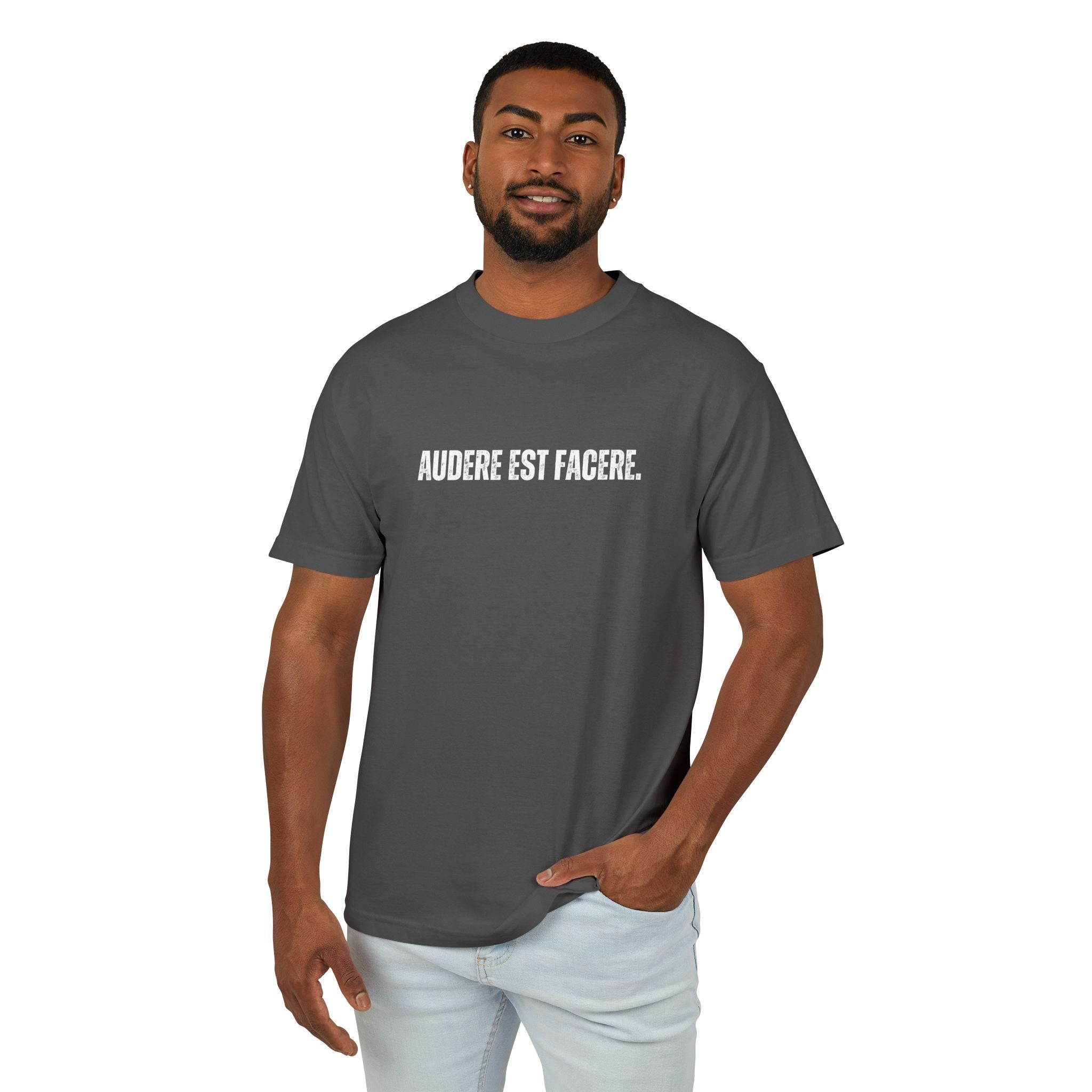 Unisex Ancient Quotes Shirt | Audere Est Facere | Inspirational Gift Tee - Mythos Design