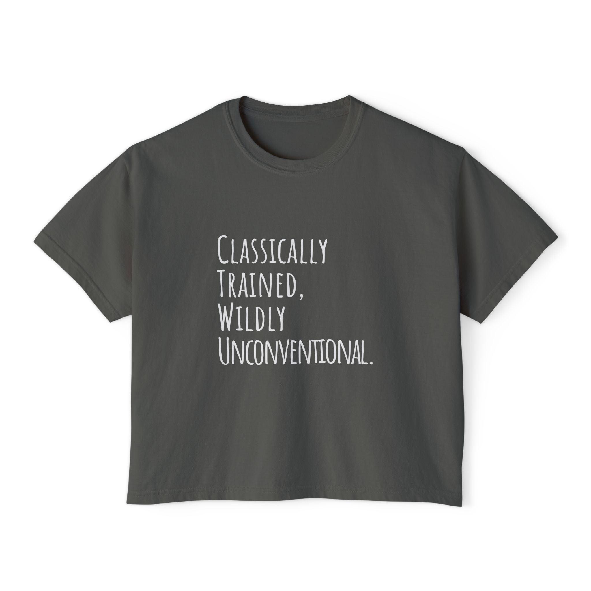 Boxy Artist Shirt | Classically Trained, Wildly Unconventional | Art Pun Series Gift - Mythos Design
