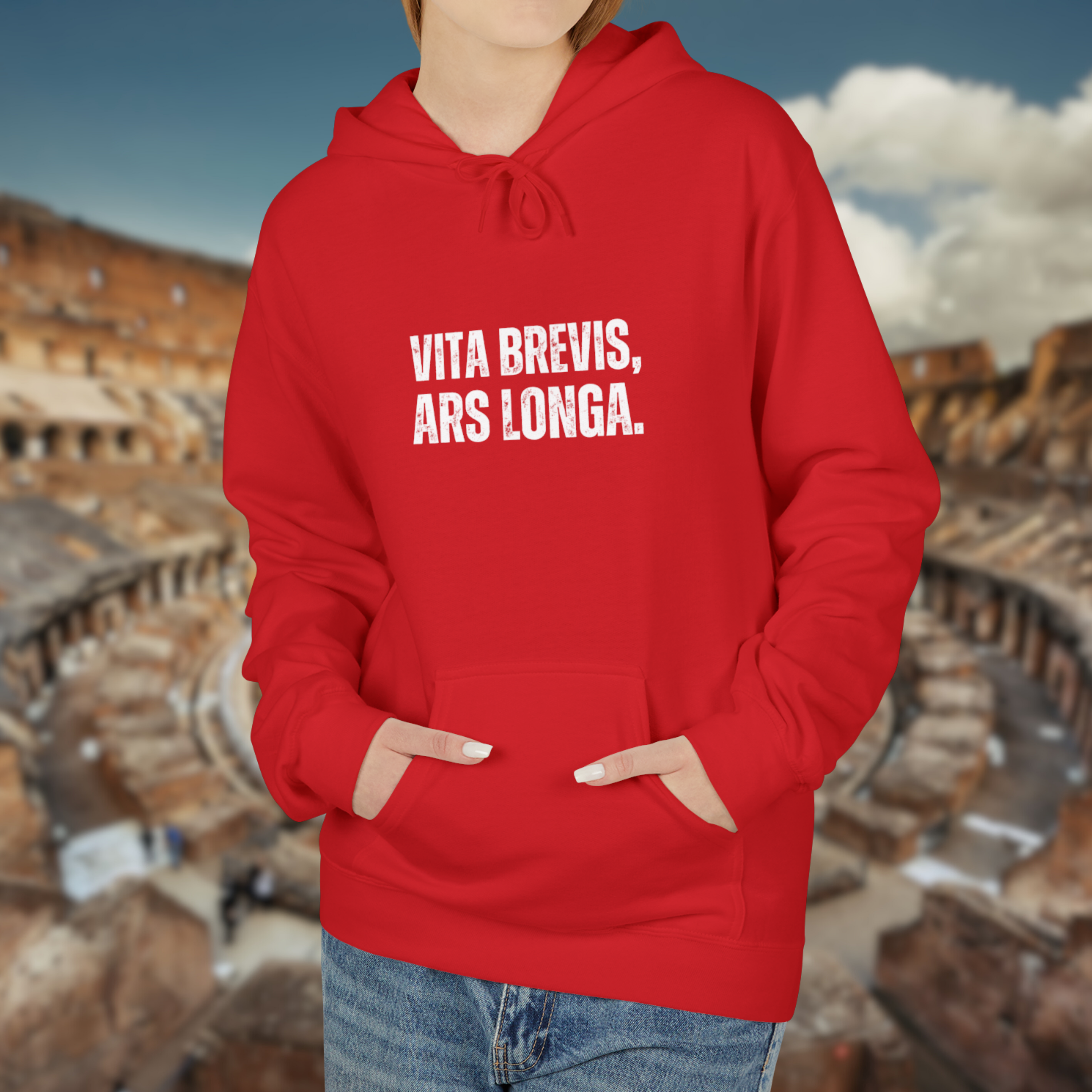 Ancient Quotes Fleece Hoodie | Vita Brevis, Ars Longa - Mythos Design