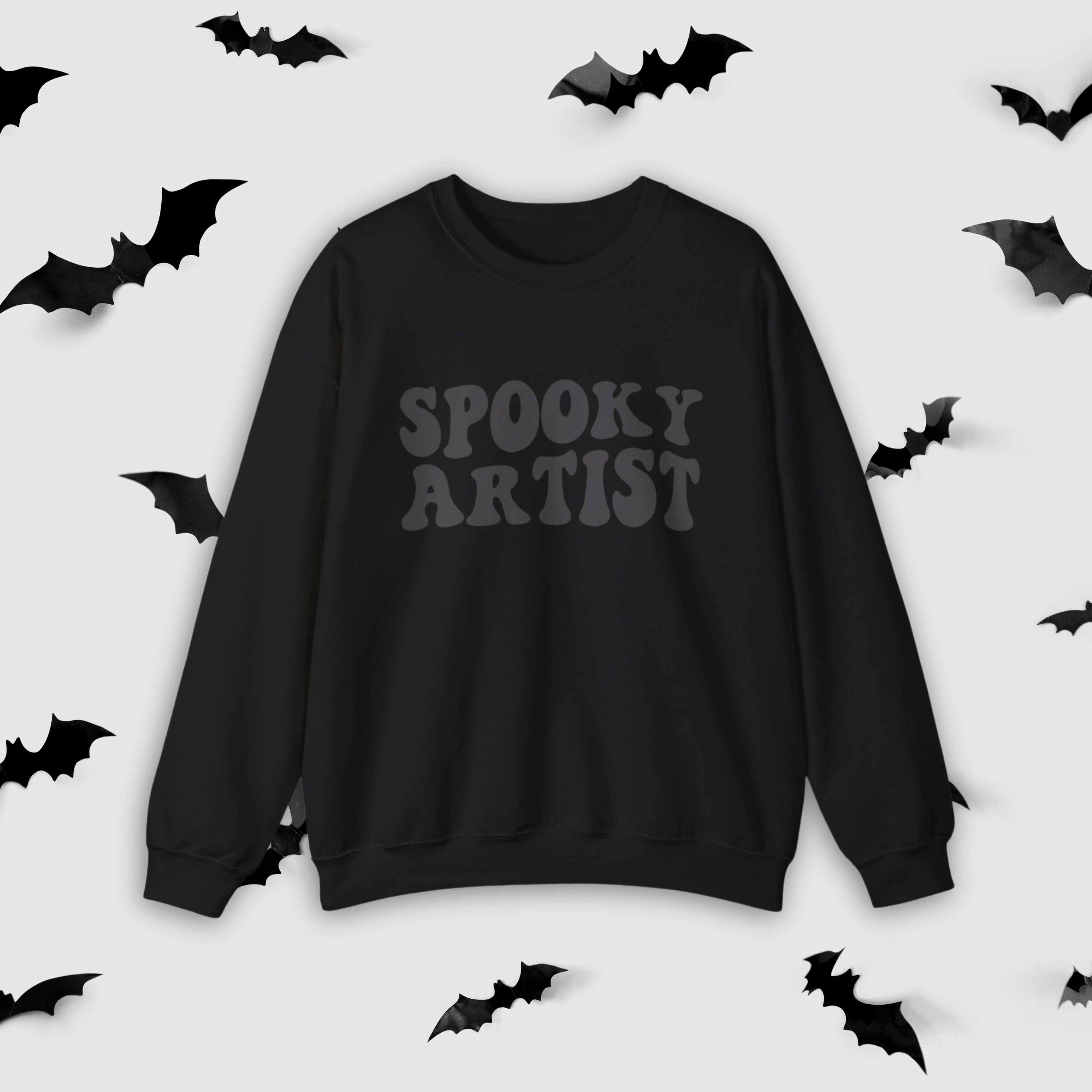 Spooky Artist Halloween Sweatshirt | Monochromatic Orange Art Sweater - Mythos Design