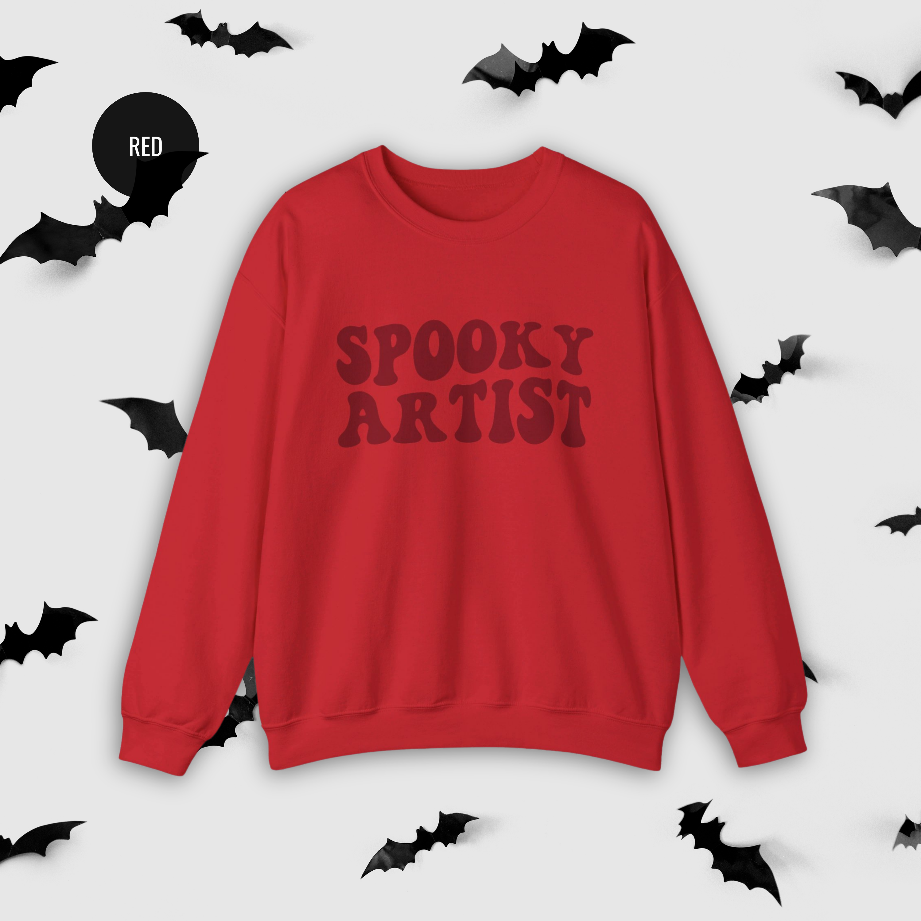 Spooky Artist Halloween Sweatshirt | Monochromatic Orange Art Sweater - Mythos Design