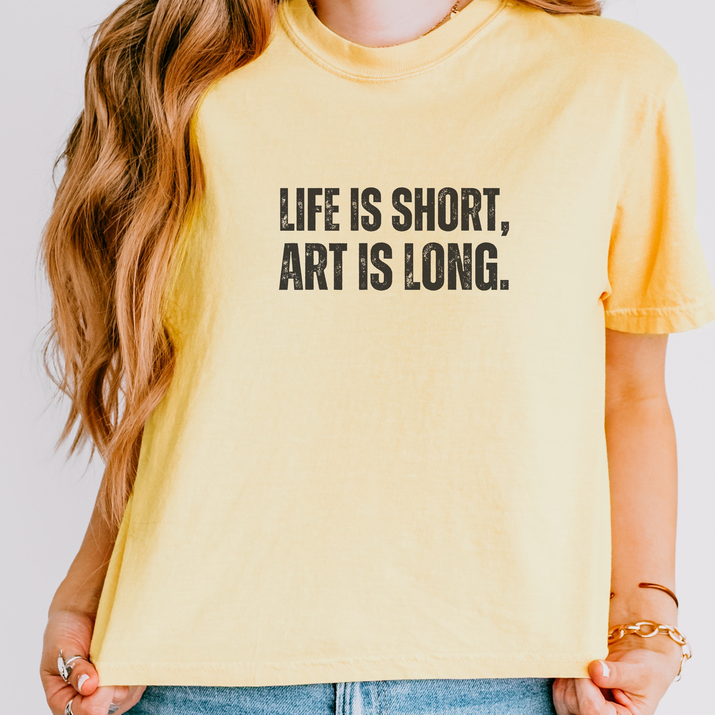 Art Quote Boxy T-Shirt | Life is Short Ancient Wisdom Tee - Mythos Design