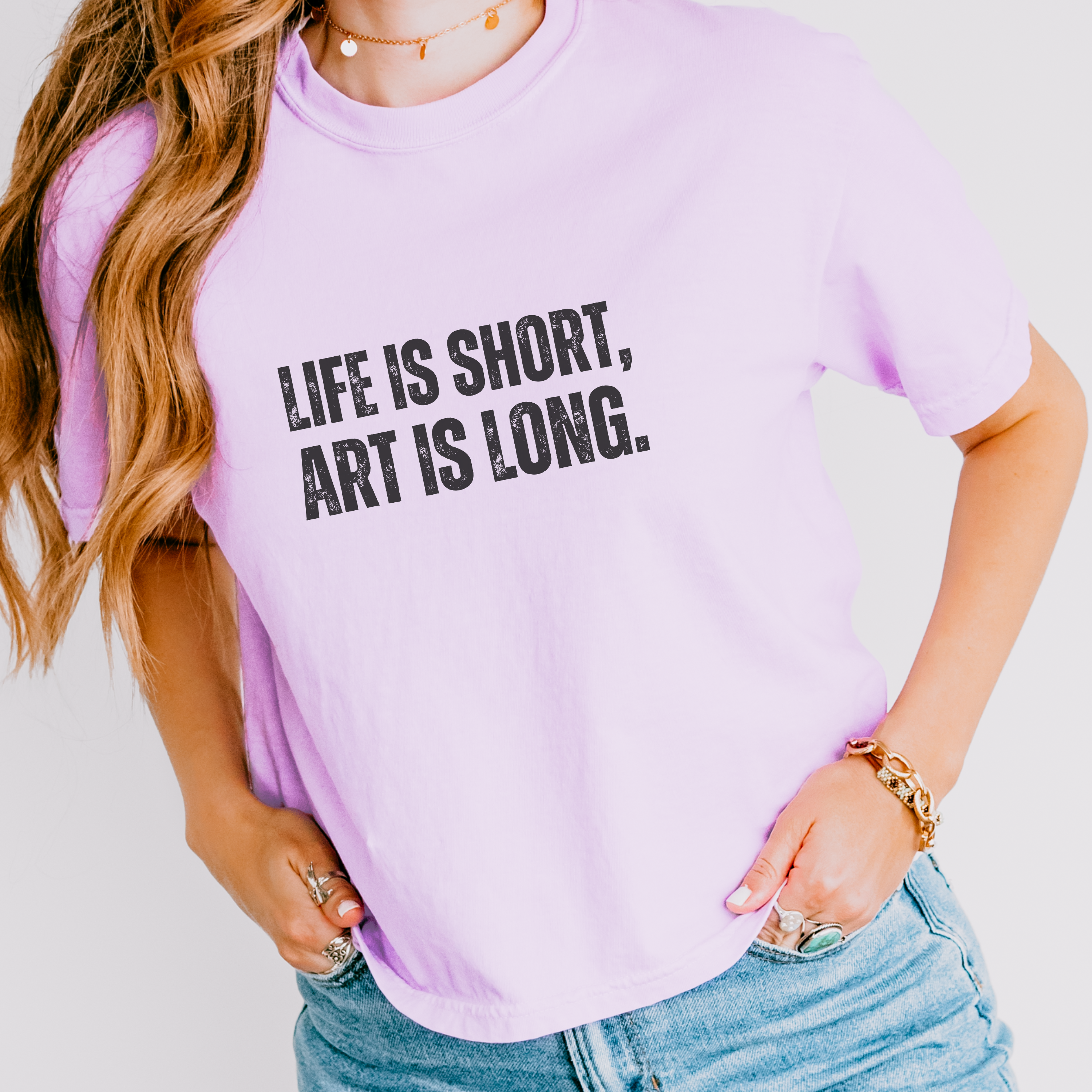 Art Quote Boxy T-Shirt | Life is Short Ancient Wisdom Tee - Mythos Design