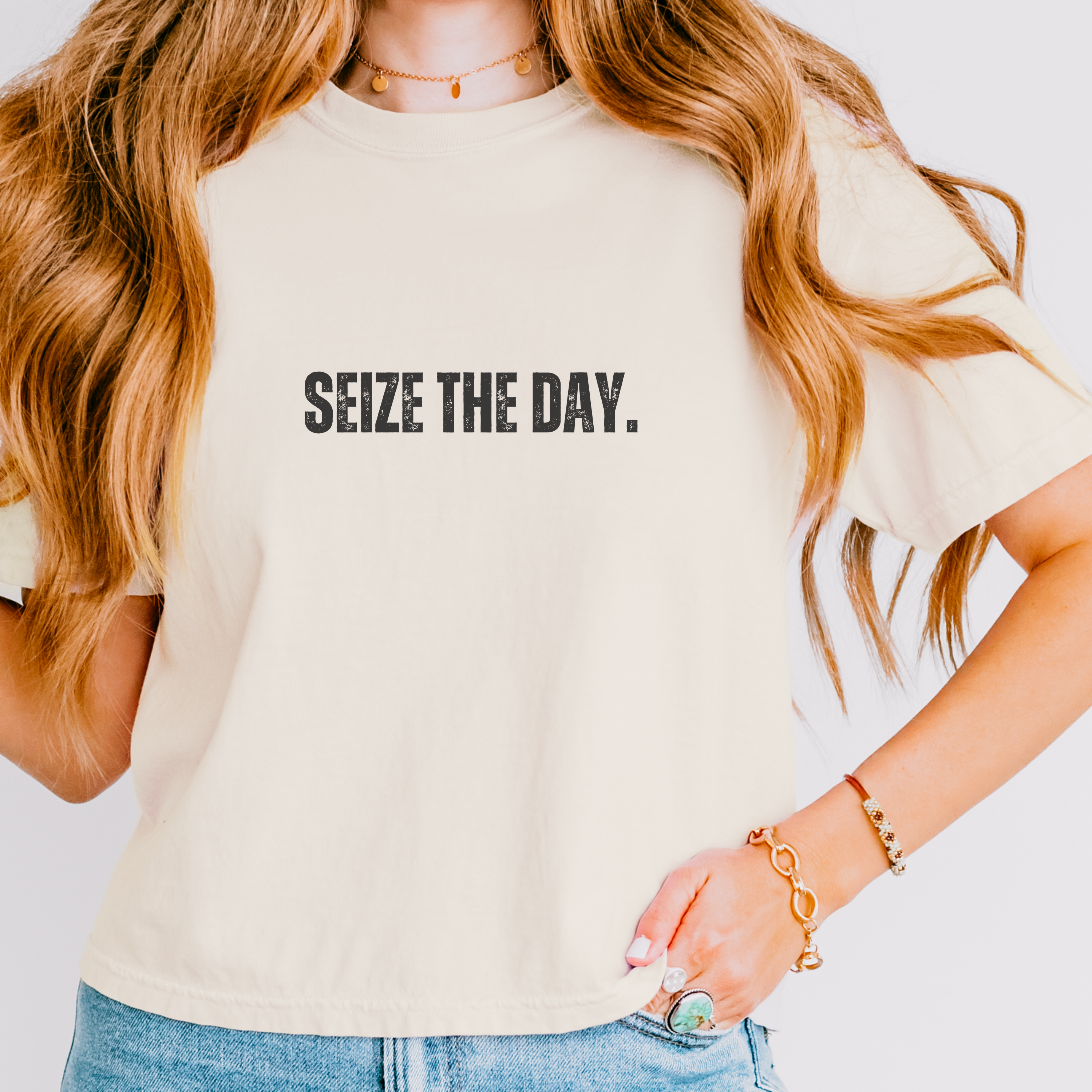 Carpe Diem Seize the Day T-Shirt | Boxy Motivational Tee - Mythos Design