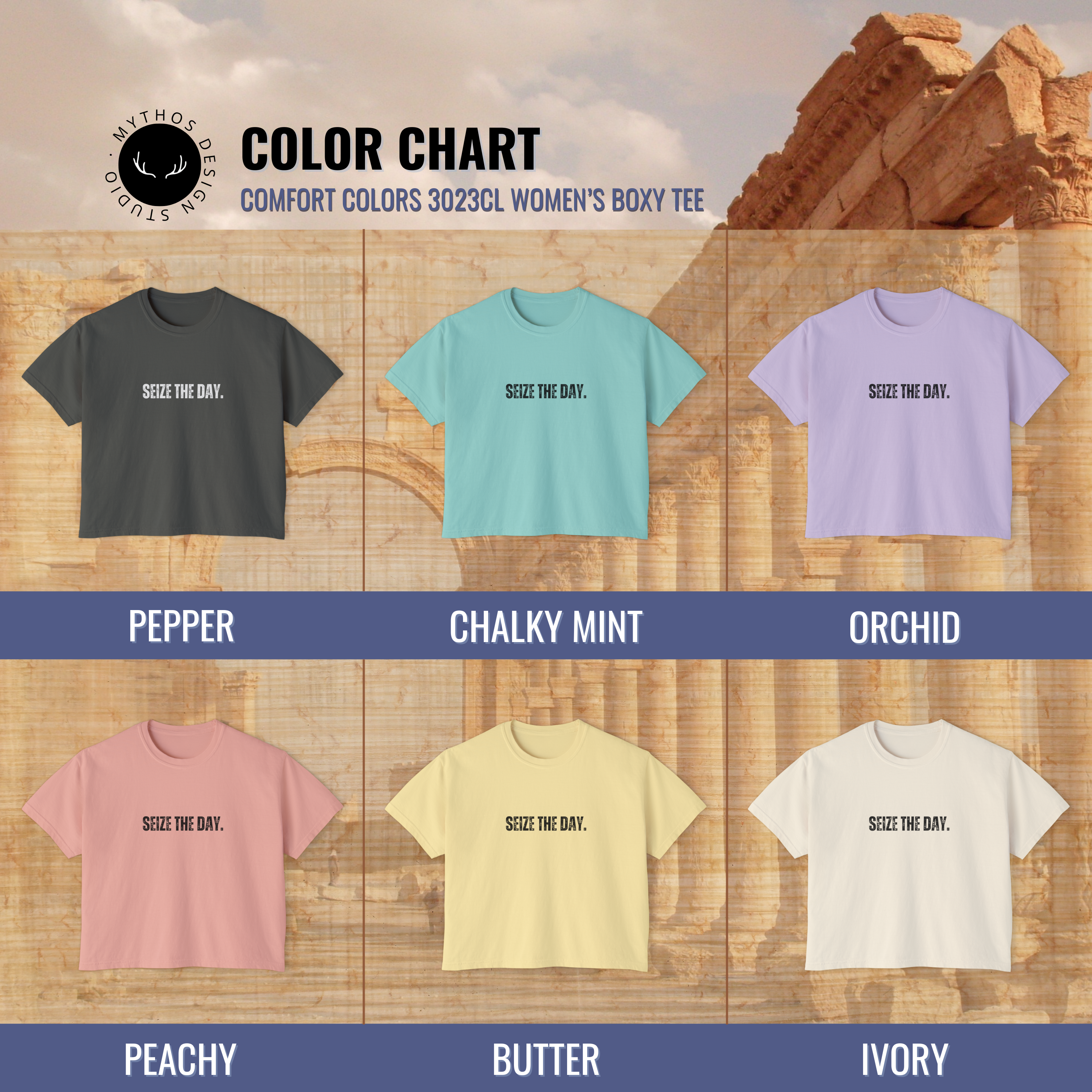 Carpe Diem Seize the Day T-Shirt | Boxy Motivational Tee - Mythos Design