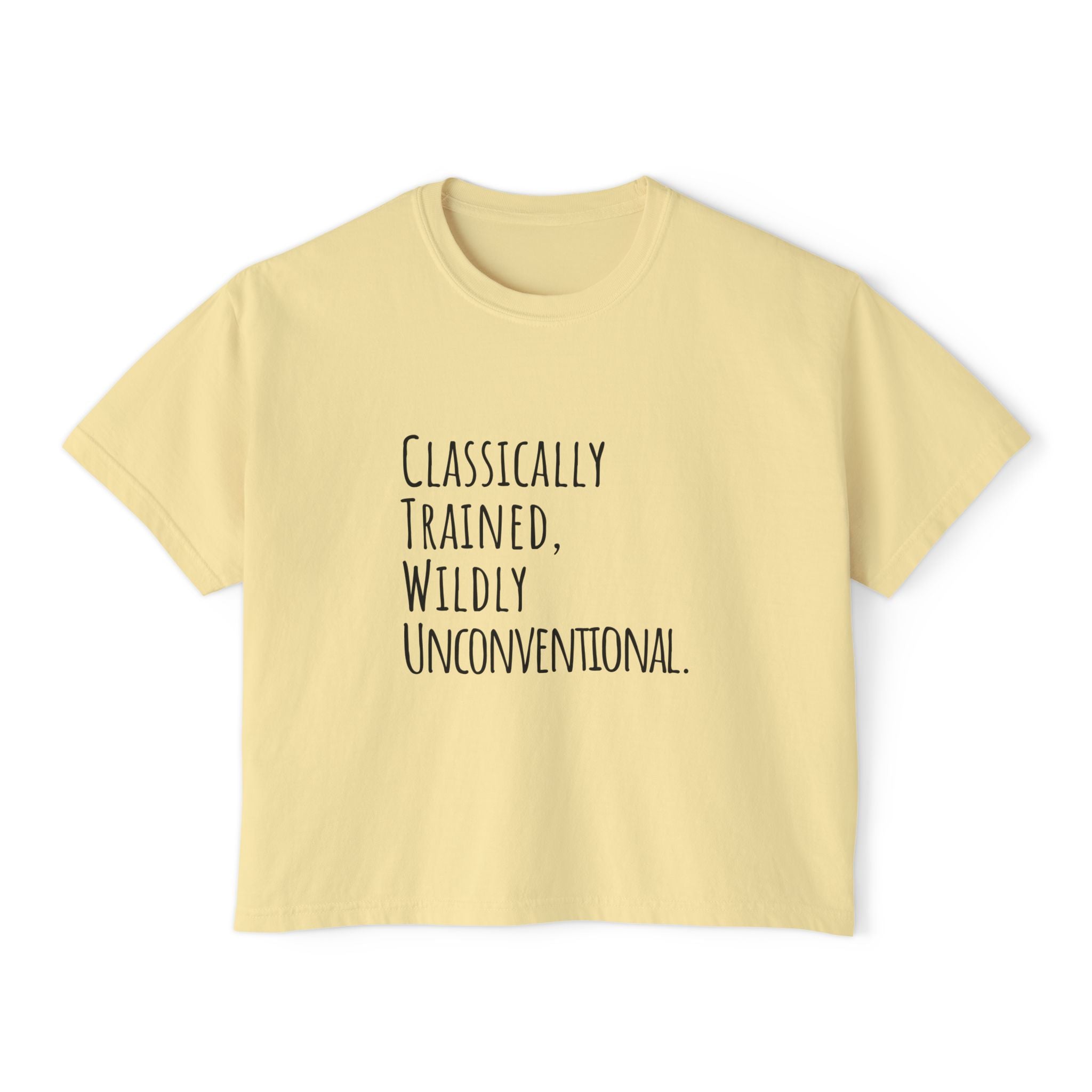 Boxy Artist Shirt | Classically Trained, Wildly Unconventional | Art Pun Series Gift - Mythos Design