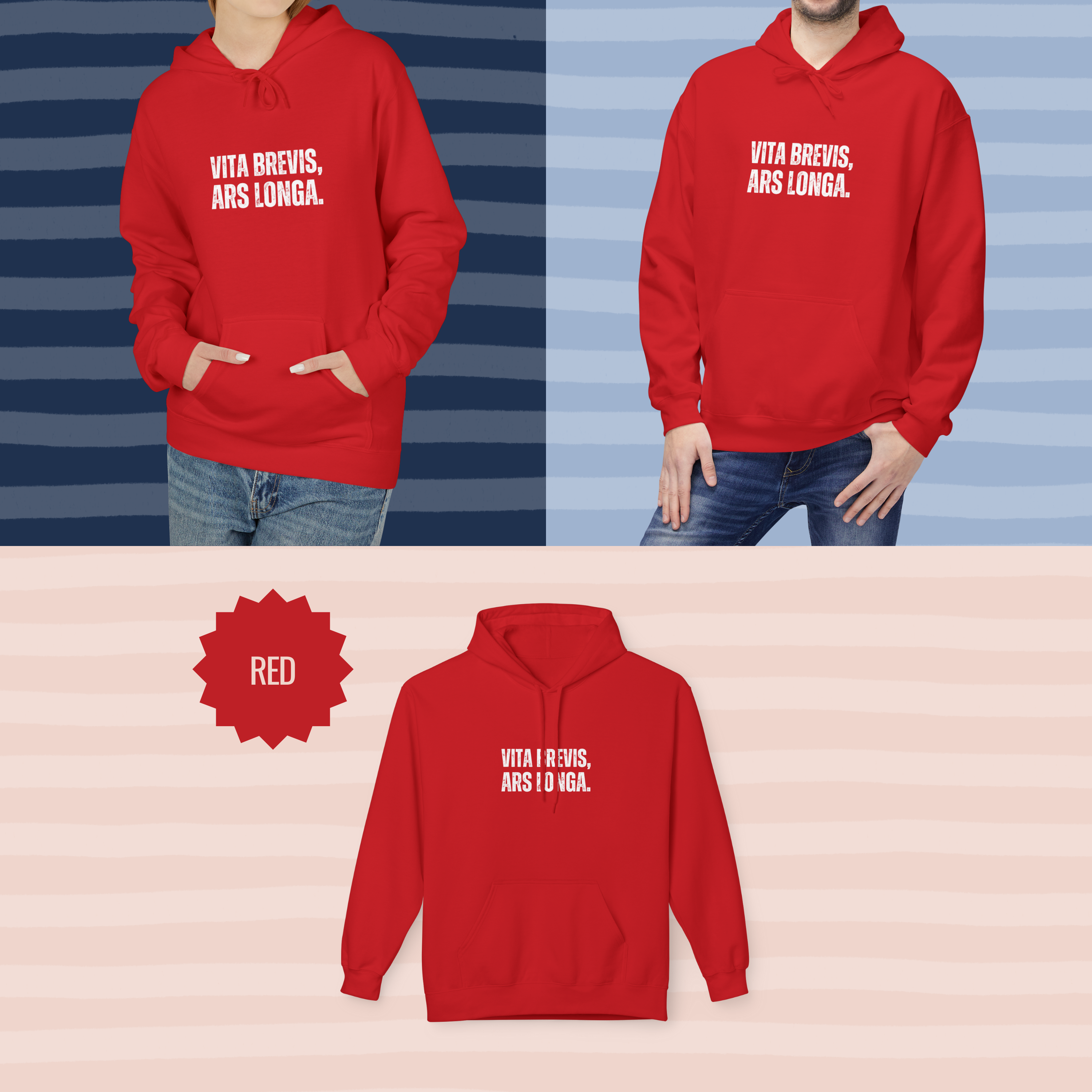 Ancient Quotes Fleece Hoodie | Vita Brevis, Ars Longa - Mythos Design