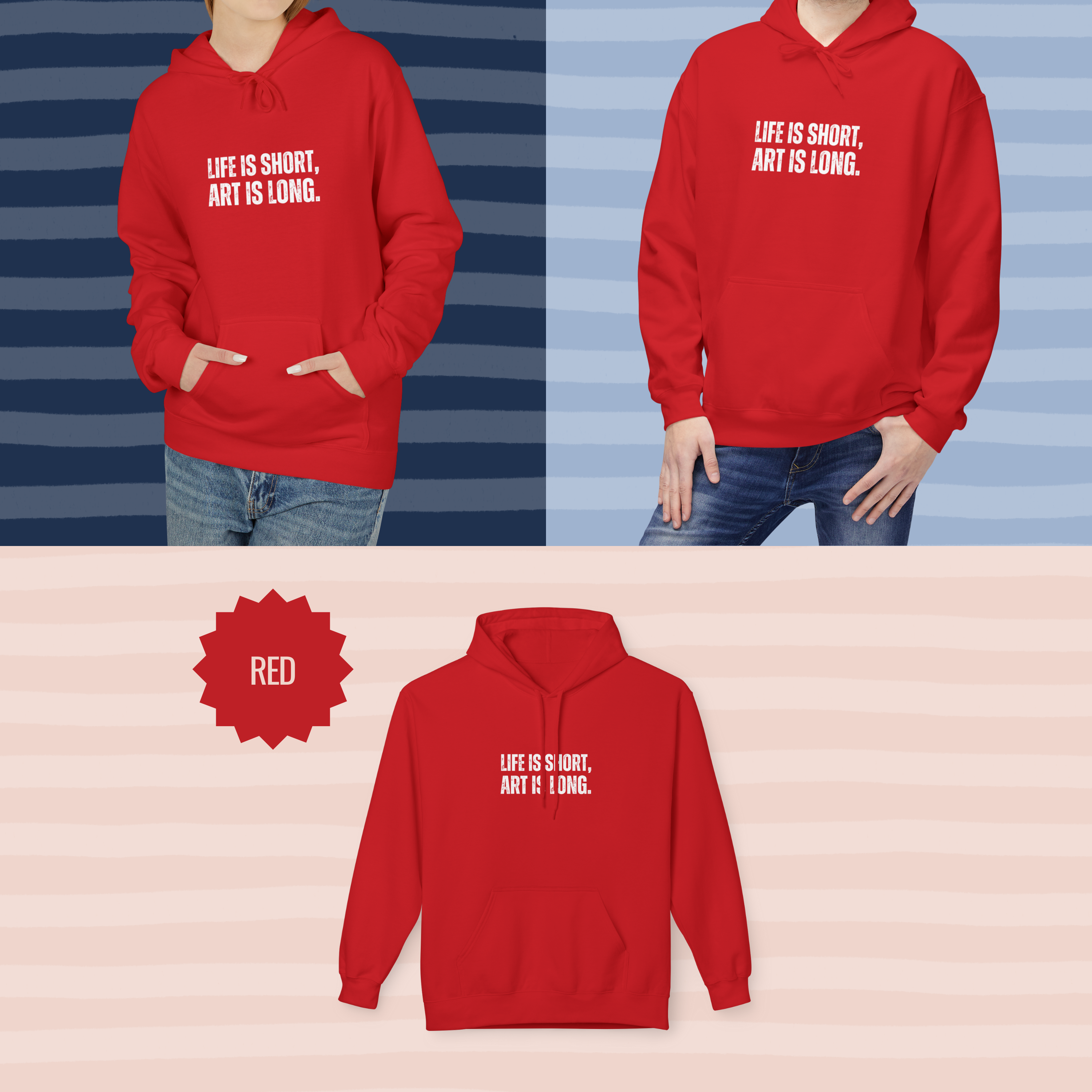 Ancient Quotes Fleece Hoodie | Life is Short, Art is Long - Mythos Design