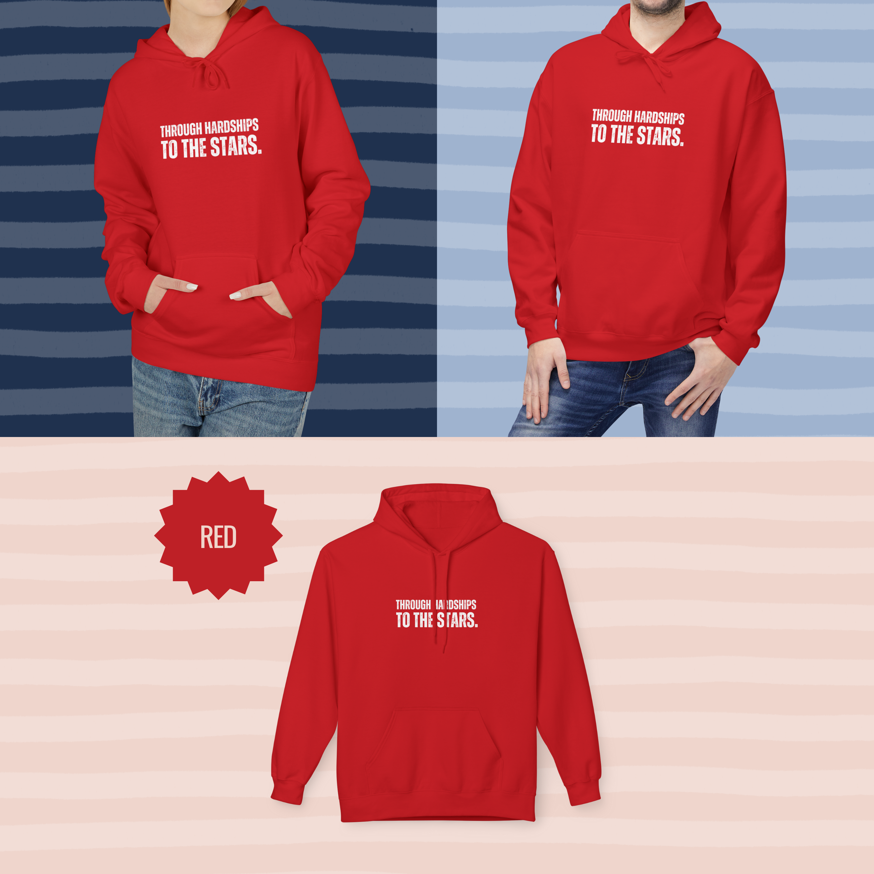 Ancient Quotes Fleece Hoodie | Through Hardships to the Stars - Mythos Design