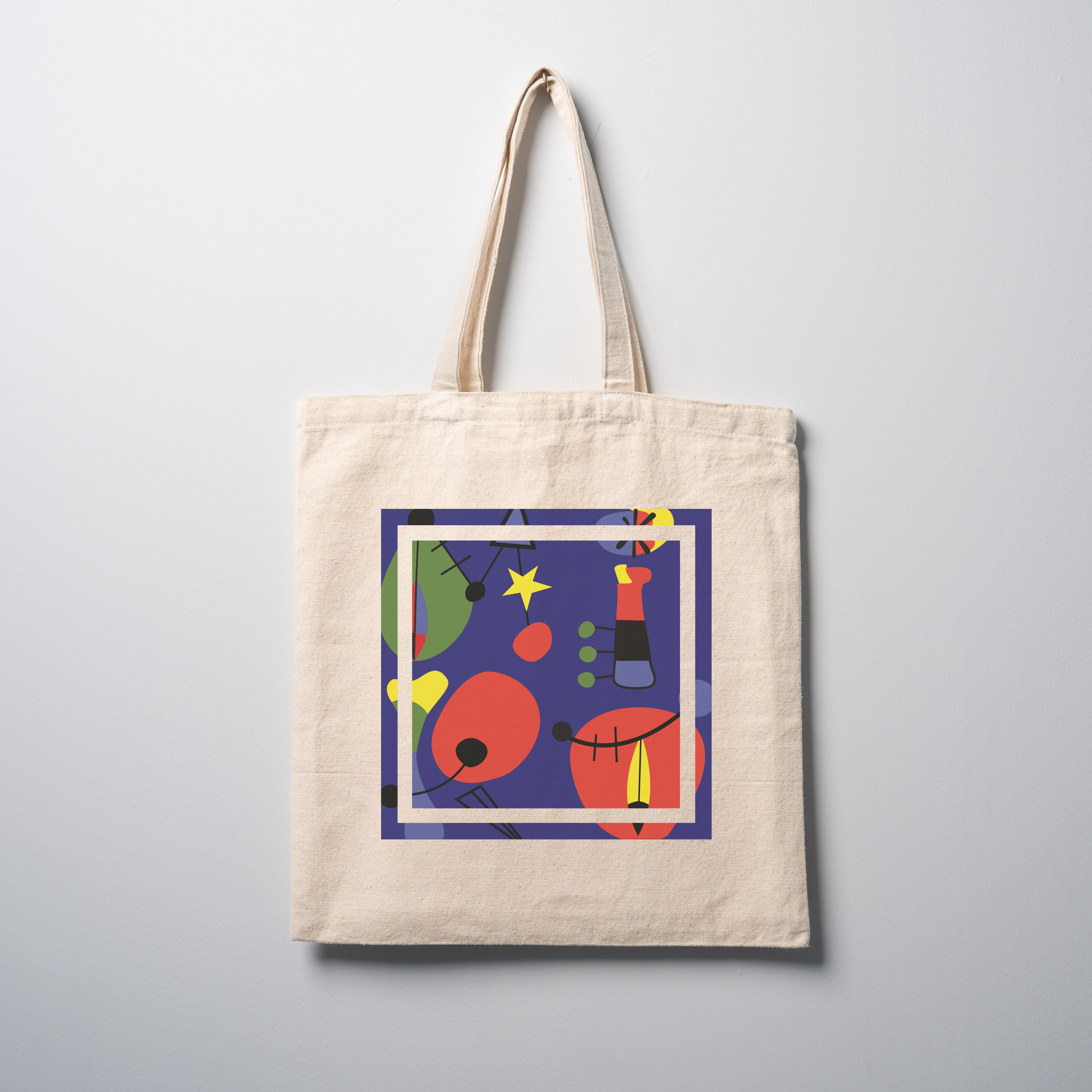 Colorful Summer, Summer Night | Abstract Miro-Inspired Canvas Tote - Mythos Design