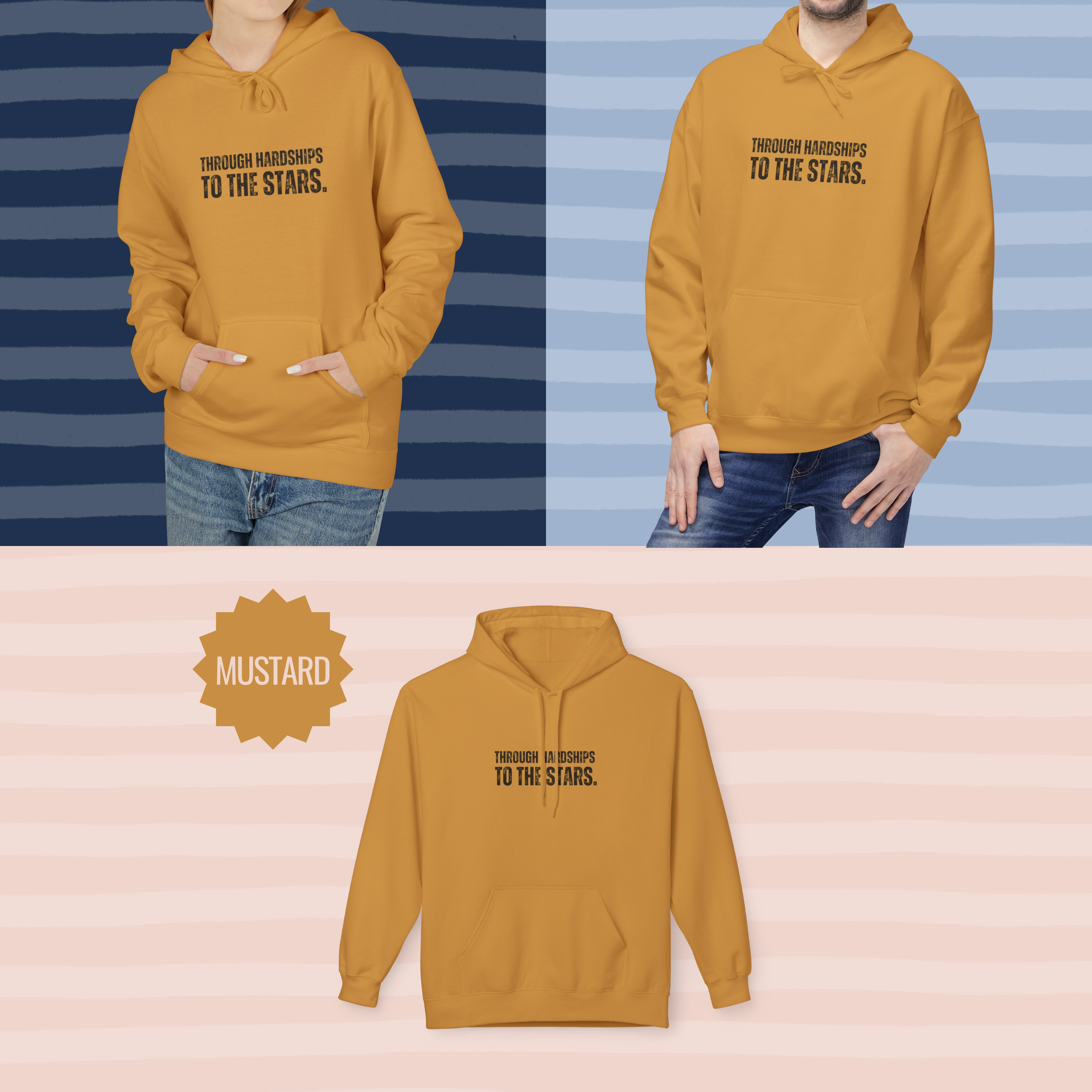 Ancient Quotes Fleece Hoodie | Through Hardships to the Stars - Mythos Design