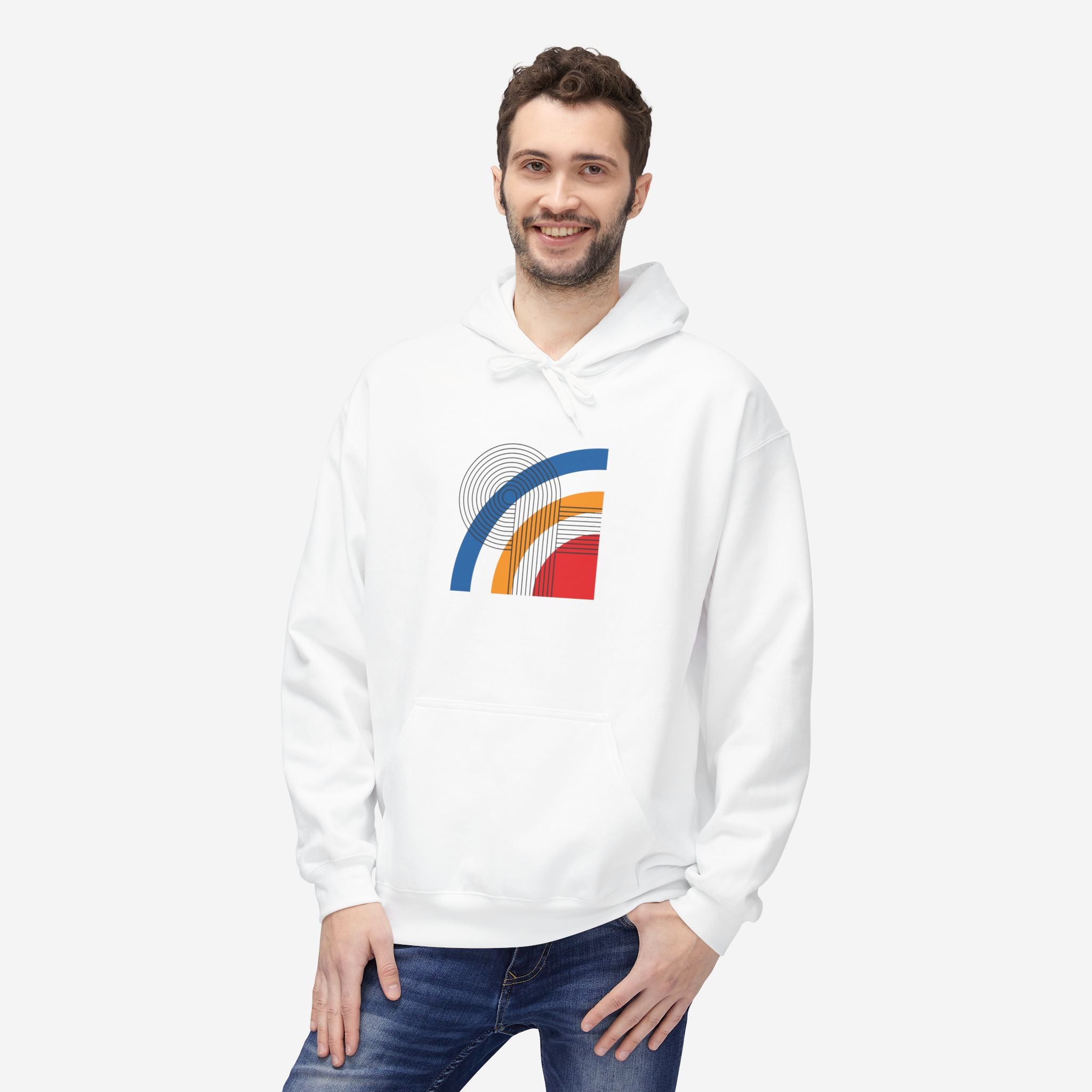 Bauhaus Hoodie, Arc of Motion | Geometric Art Sweatshirt - Mythos Design