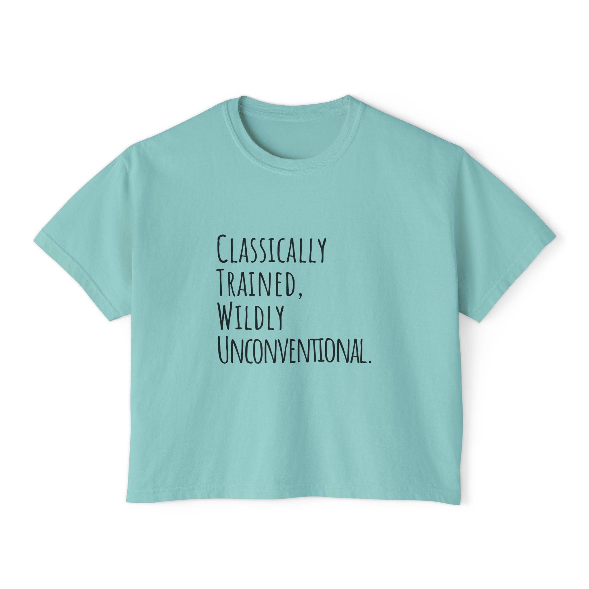 Boxy Artist Shirt | Classically Trained, Wildly Unconventional | Art Pun Series Gift - Mythos Design