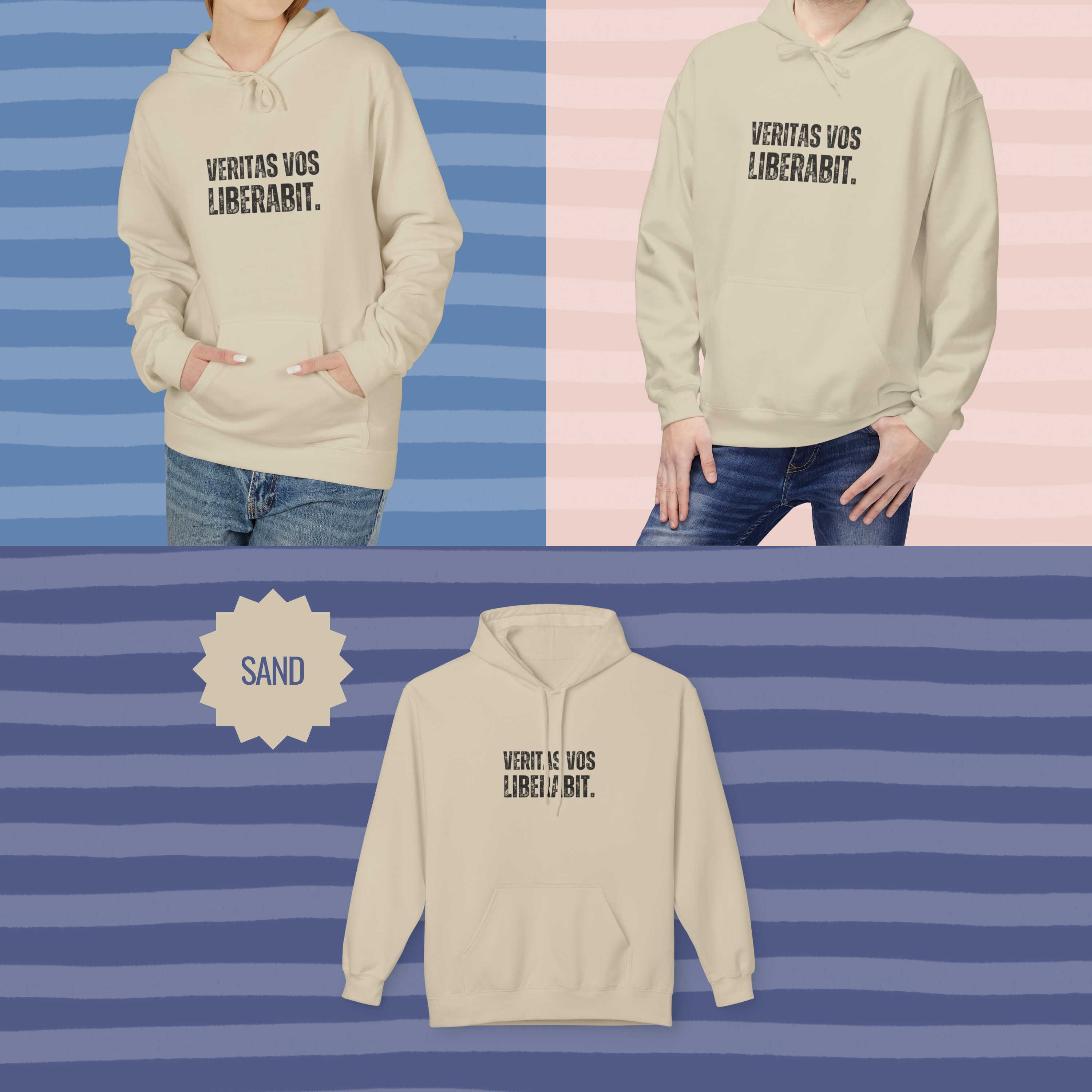 Ancient Quotes Fleece Hoodie | Veritas Vos Liberabit - Mythos Design