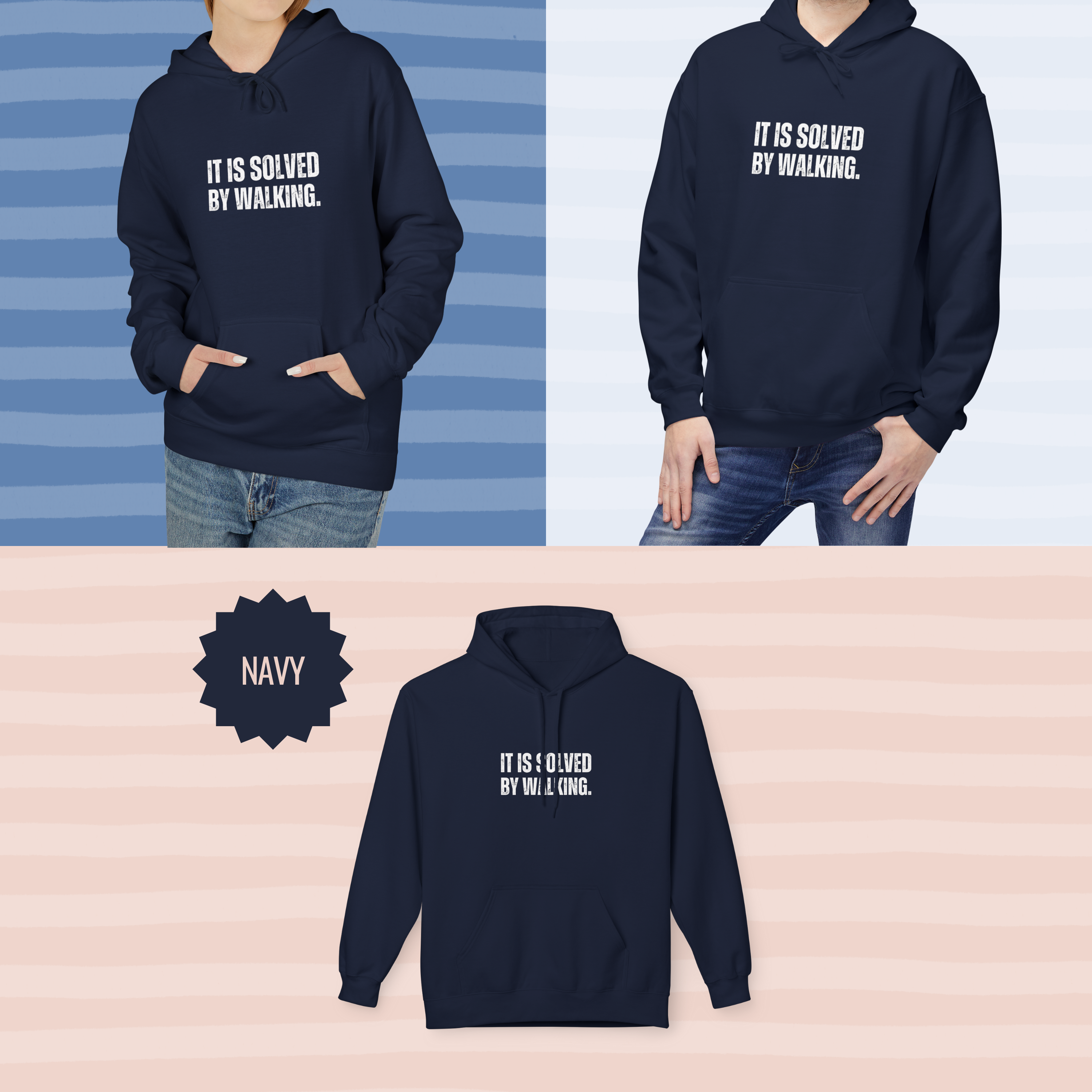 Ancient Quotes Fleece Hoodie | It is Solved by Walking - Mythos Design