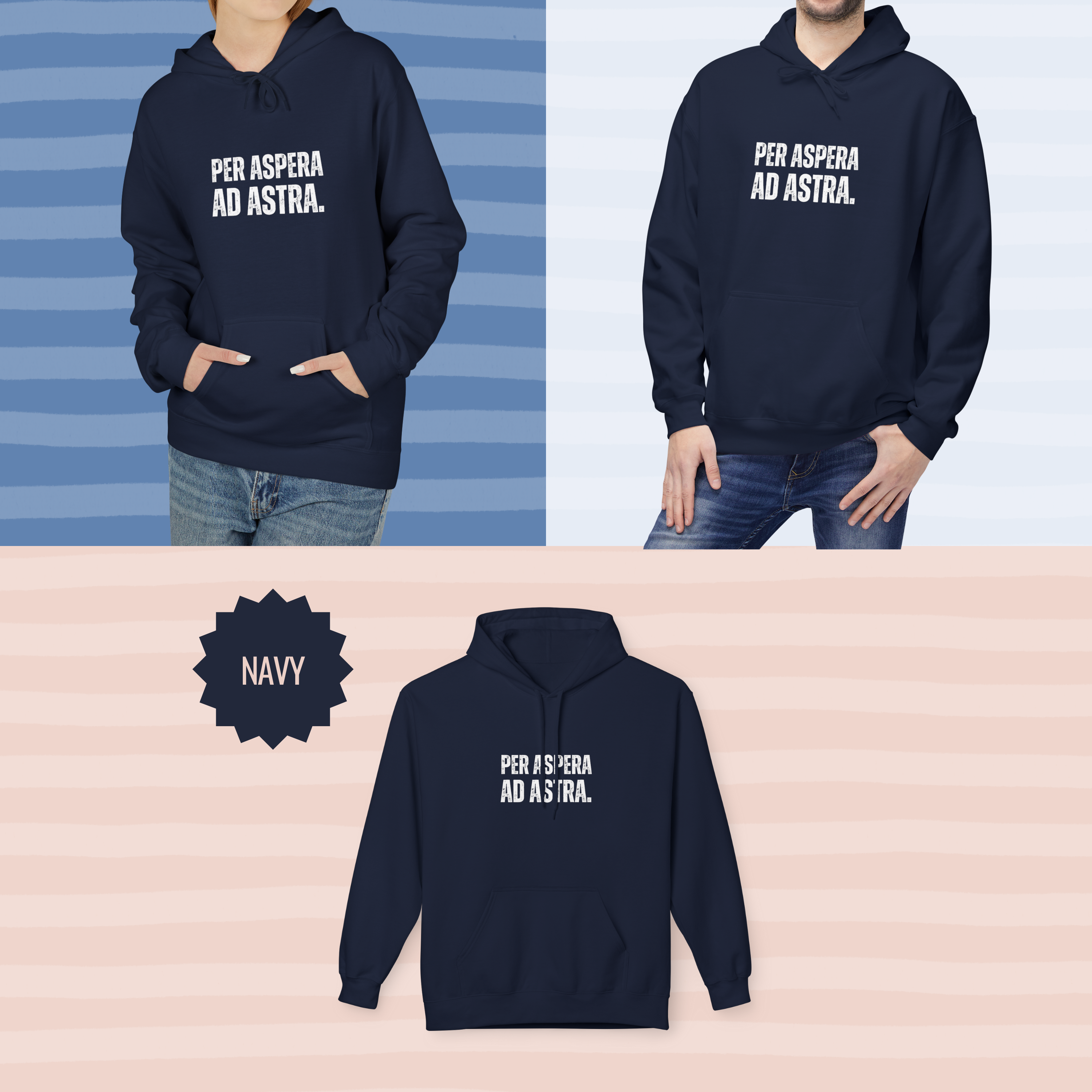 Ancient Quotes Fleece Hoodie | Per Aspera ad Astra - Mythos Design