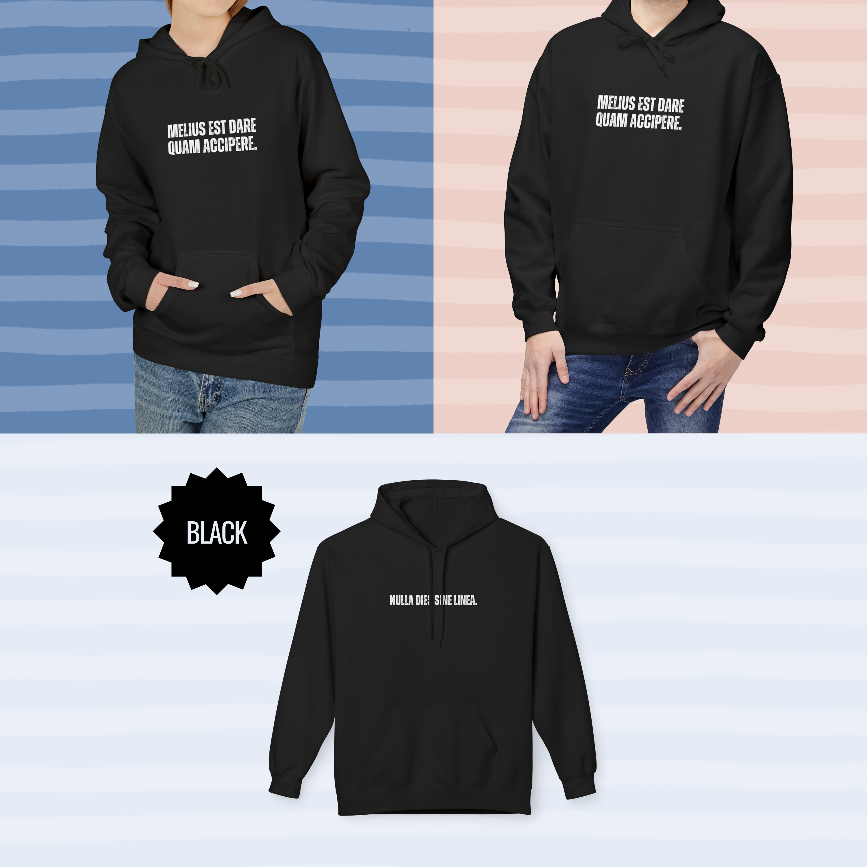 Ancient Quotes Fleece Hoodie | Melius Est Dare Quam Accipere - Mythos Design