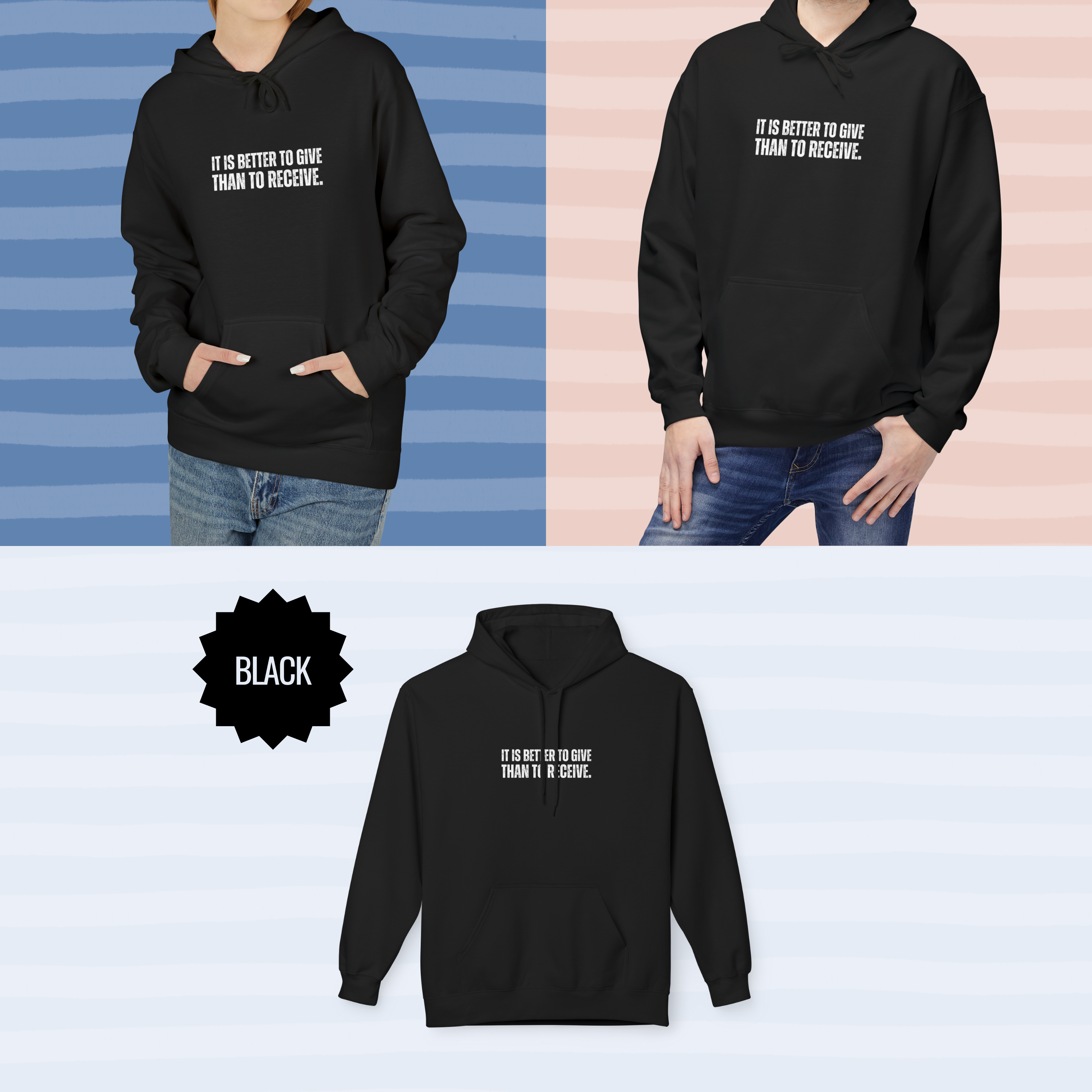Ancient Quotes Fleece Hoodie | It is Better to Give Than to Receive - Mythos Design