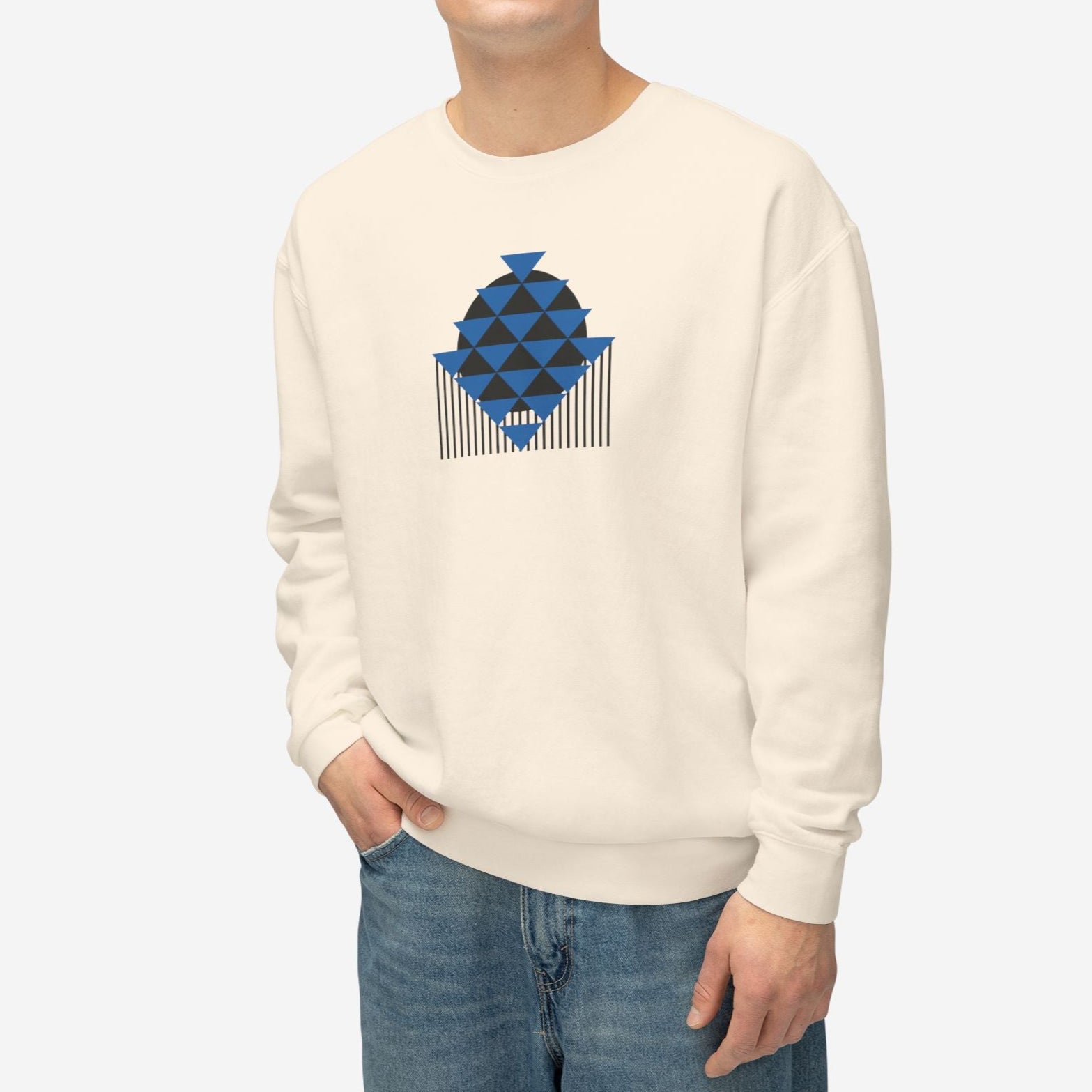 Bauhaus Collection, Triangular Balance | Geometric Cotton Sweatshirt - Mythos Design