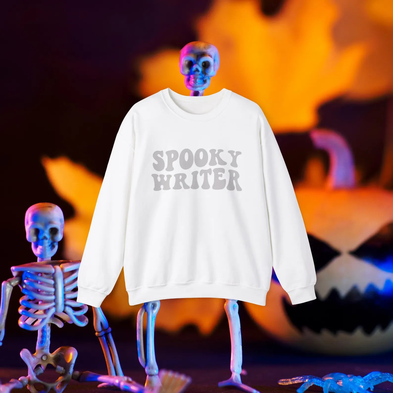 Spooky Writer Halloween Sweatshirt | Retro Minimal Wavy Design - Mythos Design